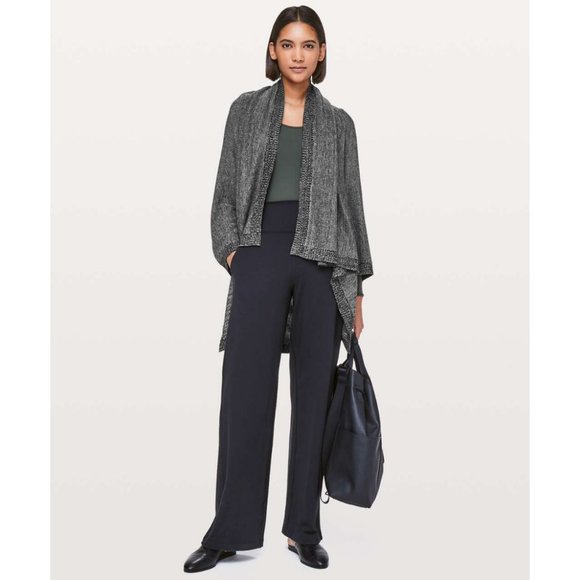 Lululemon Cashmere Tencel Divinity Scarf Poncho Ribbed Knit Cardigan Sweater - Picture 2 of 16